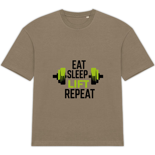 T-Shirt Oversized Eat Sleep Lift Repeat Edition - face_0