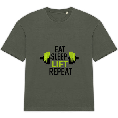T-Shirt Oversized Eat Sleep Lift Repeat Edition - face_1